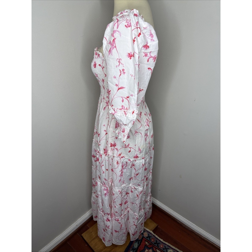 Hill House Nesli Nap Dress in Pink Rose Botanica XS - Picture 3 of 10